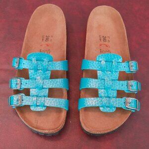Birkenstock birki's xenia blue three strap slip on sandals size 37 US Womens 6/7
